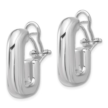 Sterling Silver RH-plated Polished J-Hoop Omega Back Post Earrings — alternate view