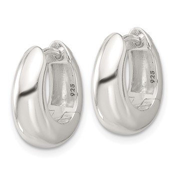 Sterling Silver E-coated Tapered Hinged Hoop Earrings — alternate view