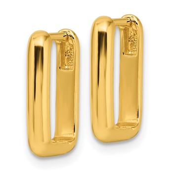 Sterling Silver Gold-tone Polished Rectangle Hoop Earrings — alternate view