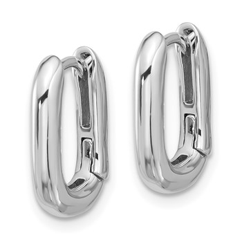 Sterling Silver Rhodium-plated Rounded Edge Square Hinged Hoop Earrings — alternate view