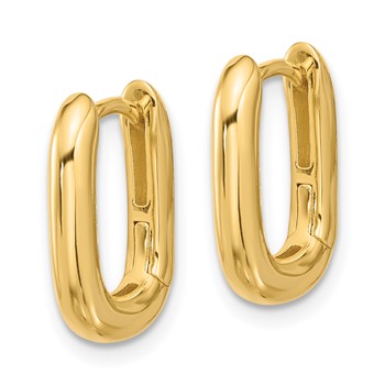 Sterling Silver Gold-tone Rounded Edge Square Hinged Hoop Earrings — alternate view