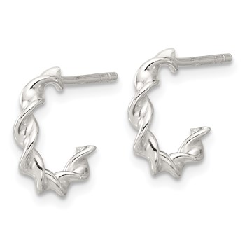 Sterling Silver E-coated Twisted Post Hoop Earrings — alternate view