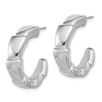 Sterling Silver Rhodium-plated Polished Hoop Post Earrings — alternate view