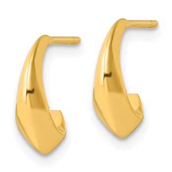 Sterling Silver Gold-tone Polished C-Hoop Post Earrings — alternate view