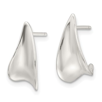 Sterling Silver E-Coating Polished Fancy J Hoop Earrings — alternate view