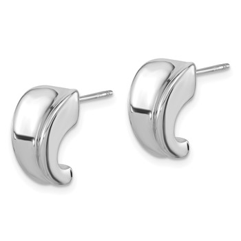 Sterling Silver Rhodium-plated Polished Graduating J-Hoop Post Earrings — alternate view