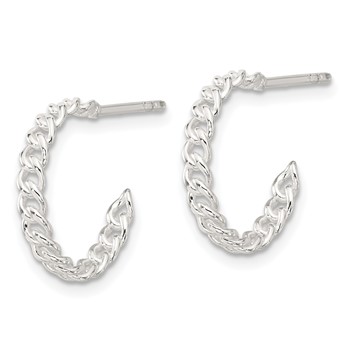 Sterling Silver E-coated Curb Link C-Hoop Earrings — alternate view