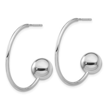 Sterling Silver Rhodium-plated Ball Hoop Post Earrings — alternate view