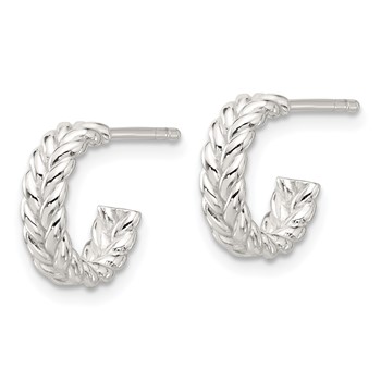 Sterling Silver E-coated Polished Braided Post C-Hoop Earrings — alternate view