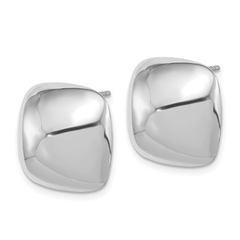 Sterling Silver Rhodium-plated Polished Square Post Earrings — alternate view