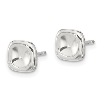 Sterling Silver Polished Wavy Puff Square Post Earrings — alternate view