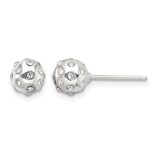 Sterling Silver Polished CZ 6.5mm Ball Stud Earrings