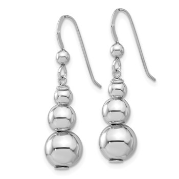 Sterling Silver Rhodium-plated Graduated Beads Dangle Earrings — alternate view