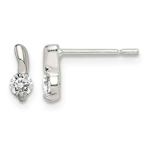 Sterling Silver Polished CZ Post Earrings