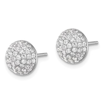 Sterling Silver Rhodium-plated Pavé CZ Domed Post Earrings — alternate view