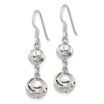 Sterling Silver Polished Knot Dangle Shepherd Hook Earrings — alternate view