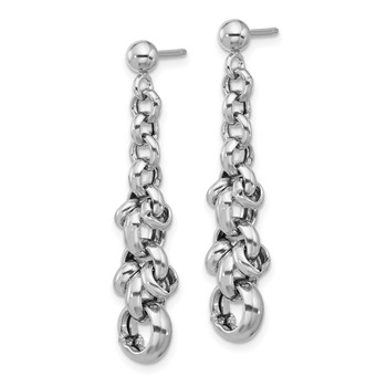 Sterling Silver Rhodium-plated Link Dangle Post Earrings — alternate view