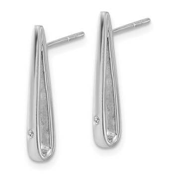 Sterling Silver Rhodium-plated Polished CZ Teardrop Post Earrings — alternate view