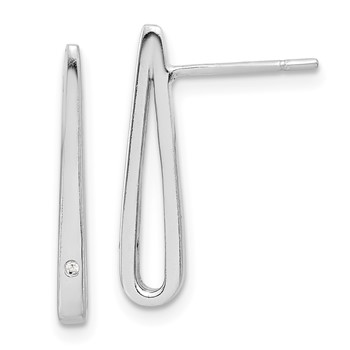 Sterling Silver Rhodium-plated Polished CZ Teardrop Post Earrings