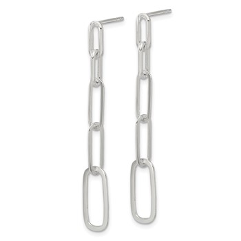 Sterling Silver E-coated Paperclip Link Post Dangle Earrings — alternate view