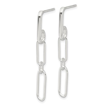 Sterling Silver E-coated Paperclip Link Post Dangle Earrings — alternate view