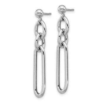 Sterling Silver Rhodium-plated Paperclip Dangle Post Earrings — alternate view