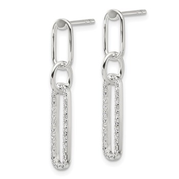 Sterling Silver E-coated CZ Post Dangle Earrings — alternate view