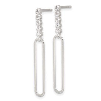 Sterling Silver E-coated CZ Post Dangle Earrings — alternate view