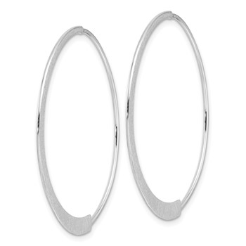 Sterling Silver Rhodium-plated Brushed/Textured Threader Hoop Earrings — alternate view