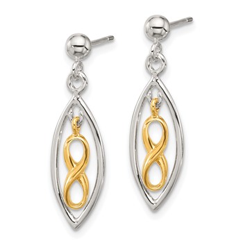 Sterling Silver & Gold-tone Polished Infinity Drop Post Dangle Earrings — alternate view