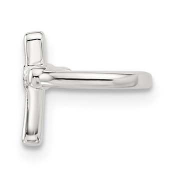 Sterling Silver E-coated Polished CZ Cross Single Cuff Earring — alternate view