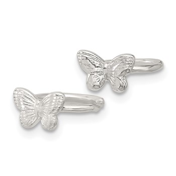 Sterling Silver E-Coating Textured Butterfly Pair of 2 Cuff Earrings — alternate view