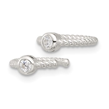 Sterling Silver E-Coating Polish Twisted Bezel CZ Pair of 2 Cuff Earrings — alternate view