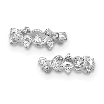Sterling Silver Rhodium-plated Polished CZ Pair of 2 Cuff Earrings — alternate view
