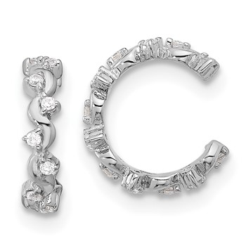 Sterling Silver Rhodium-plated Polished CZ Pair of 2 Cuff Earrings