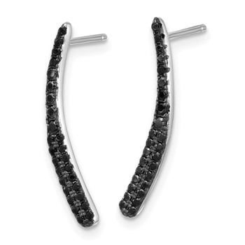 Sterling Silver Rhodium-plated Polished Black CZ Post Dangle Earrings — alternate view
