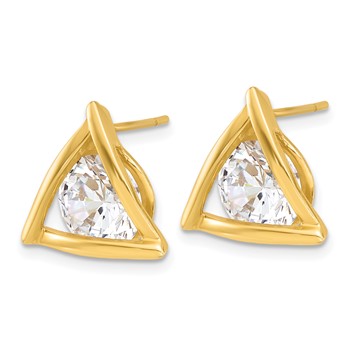 Affordable Expressions Sterling Silver Gold Tone Polished CZ Triangle Post Earrings — alternate view