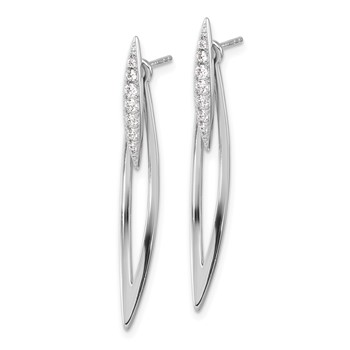 Sterling Silver RH-plated Curved Point CZ w/ Jacket Post Dangle Earrings — alternate view