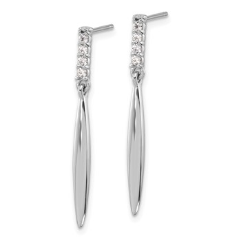 Sterling Silver Rhodium-plated Polished CZ Post Dangle Earrings — alternate view