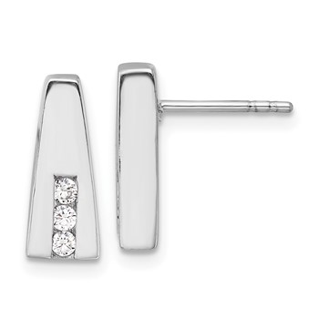 Sterling Silver Rhodium-plated Polished CZ Post Earrings