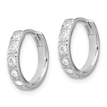 Sterling Silver Rhodium-plated CZ 2.75mm Hinged Hoop Earrings — alternate view
