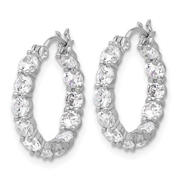 Sterling Silver Rhodium-plated In and Out CZ Hoop Earrings — alternate view