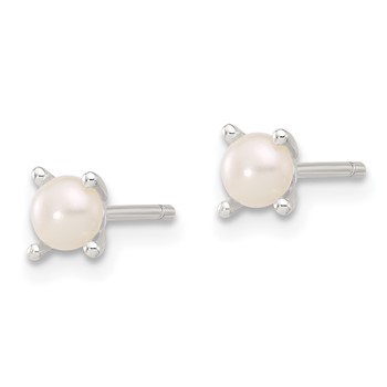 Sterling Silver E-Coating 4mm FWC Pearl Post Earrings — alternate view