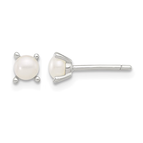 Sterling Silver E-Coating 4mm FWC Pearl Post Earrings