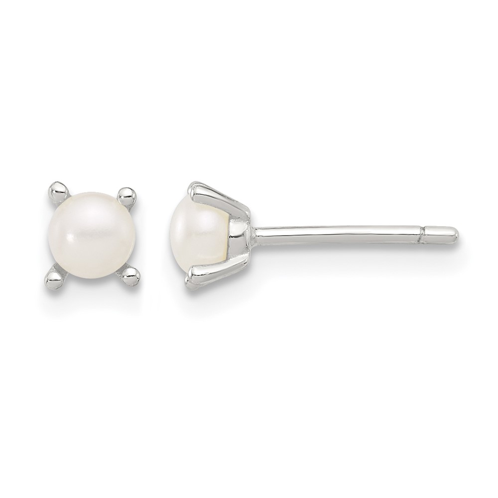 Sterling Silver E-Coating 4mm FWC Pearl Post Earrings