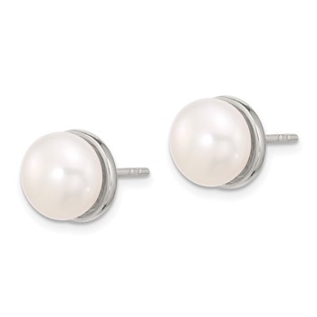 Sterling Silver Polished Freshwater Cultured Pearl Post Earrings — alternate view