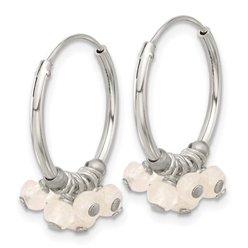 Sterling Silver Polished Moonstone Beaded Endless Round Hoop Earrings — alternate view