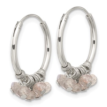 Sterling Silver Polished Labradorite Beaded Endless Round Hoop Earrings — alternate view