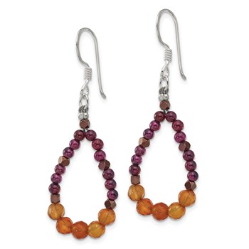 Sterling Silver Carnelian/Garnet/Hematite Teardrop Dangle Earrings — alternate view