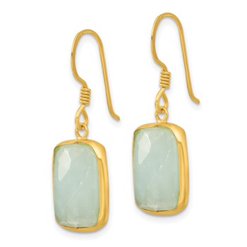 Sterling Silver Gold-plated Polished Rectangular Amazonite Dangle Earrings — alternate view